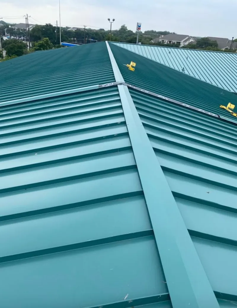 Green commercial metal roof ridge and valley for Metal Roof Repair in Easttown